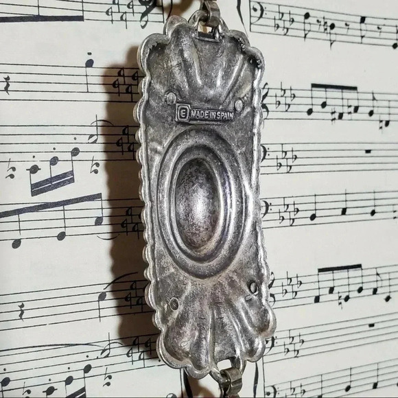 Escada Vintage Designer Concho Belt Necklace in Brushed Silver Tone ChainLink - Picture 10 of 13